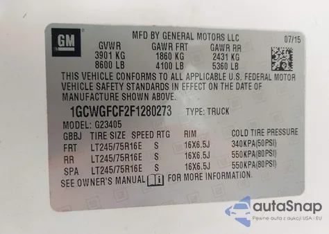 2015 Chevrolet Express 2500 Work Van from USA, damaged, VIN 1GCWGFCF2F1280273